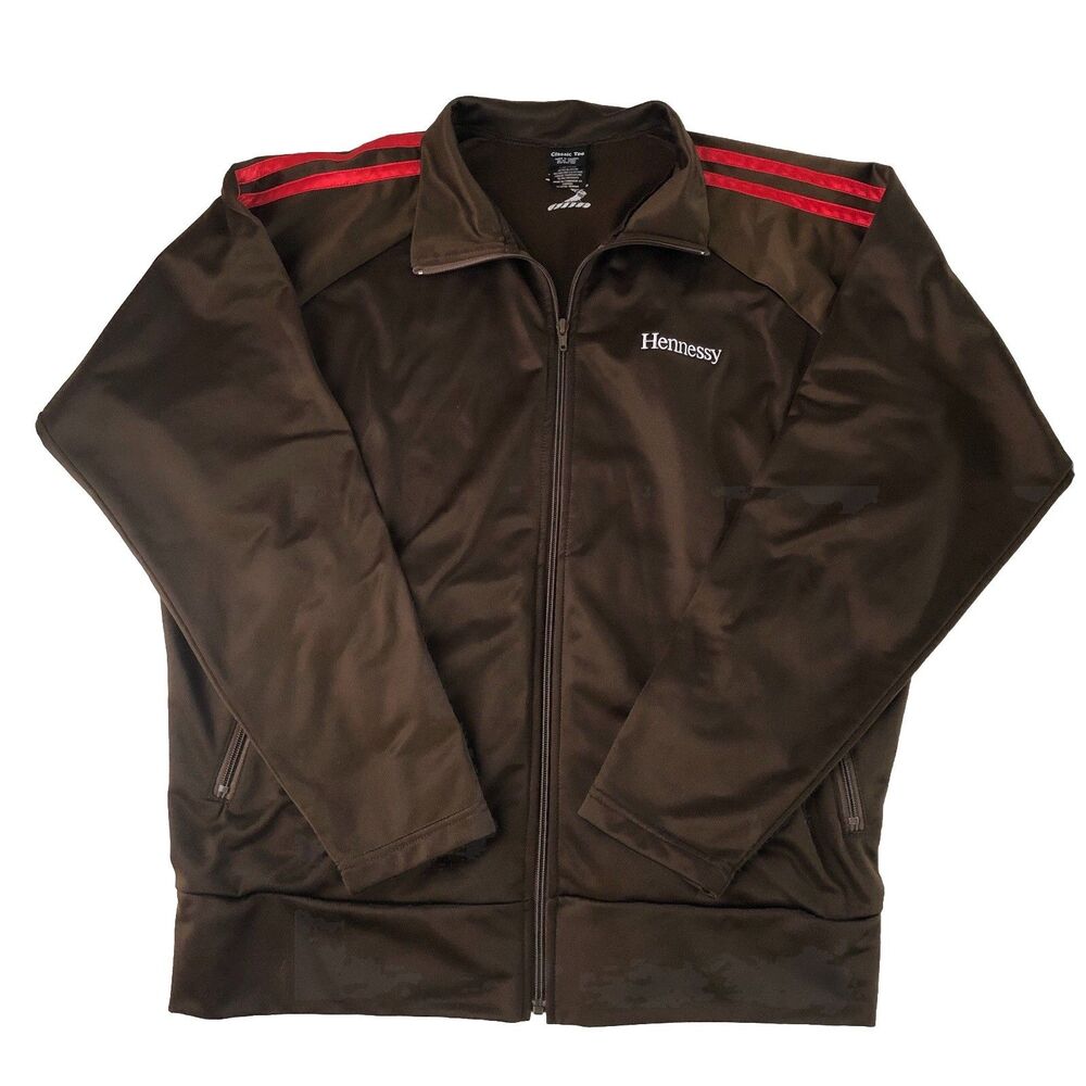 Classic Tee Hennessy Men’s Track Jacket Brown Red Stripe Retro Size XL